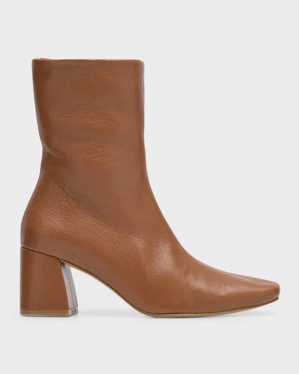 Ilisa Leather Block-Heel Booties